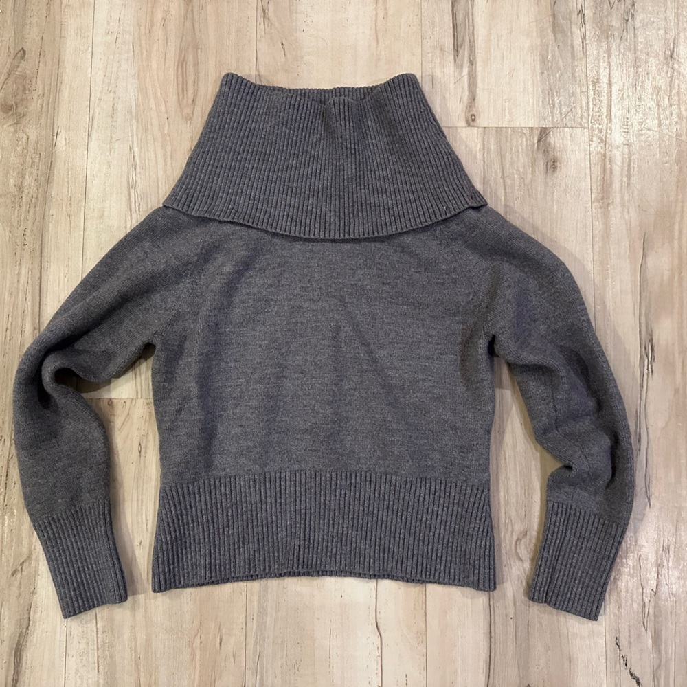 Vintage Classiques Entier Charcoal Cowl Neck Sweater Merino Wool